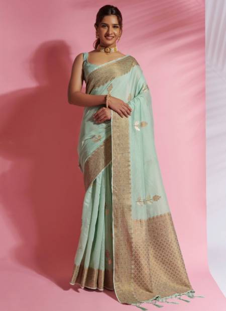 Sea Green Colour Aarna Silk Rajyog New Latest Designer Ethnic Wear Cotton Saree Collection 7102